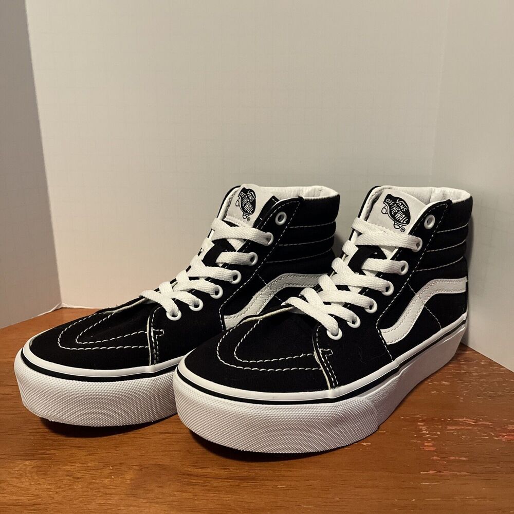 Vans Off‎ The Wall SK8 Hi Kids 3 Sneakers Filmore Black Canvas High Tops Shoes - Picture 3 of 9